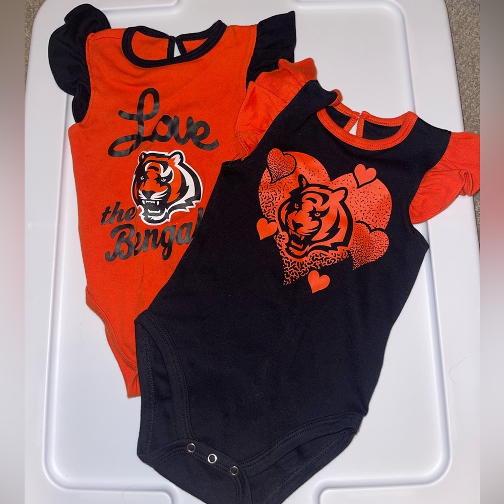 Cincinnati Bengals Ruffle Onesies 12M
